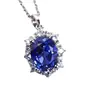 Collar de plata de ley S925 de moda Daisini con colgante de zafiro cultivado diseño geométrico colgante Para mujer