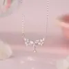 Collar Pulsera Plata Esterlina S999 Mariposa Fresca Zircón para Mujer Lujo Ligero Nicho Combinable Dulce Cadena Clavícula Dropshipping