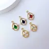 Cobre Banhado a Ouro Cor Duradoura Zircônia Incrustada Cruz Oval Vintage Pingente Acessórios para Pulseira de Franja Feita à Mão DIY