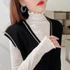 Camisa base de encaje con forro polar de cuello alto Shanli Dadi para mujer, estilo otoñal e invernal, estilo nuevo, engrosada, madera
