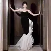 Vestido de Noche sin Tirantes de Alta Gama Lujo Ligero Nicho Sentido de Alta Gama Negro Lentejuelas Diseño de Cola de Pez Sentido Vestido para Reunión Anual Mujer