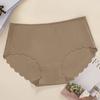 Ropa interior de una sola pieza para mujer con hilo de seda helada, de talle medio, con bordes ondulados, entrepierna fina de algodón puro, transpirable y sin marcas, bragas para mujer