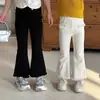 Calças casuais de primavera e outono para meninas, calças flare slim fit estilosas e da moda estilo coreano com bordas desfiadas para crianças