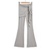 Estilo europeo y americano chica guapa sexy micro-pantalones con cordones 2025 primavera nuevo diseño cintura alta elásticos casuales pantalones acampanados
