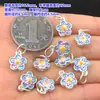 S999 Plata de Pie Azul Quemado Pegamento de Gota Colgante de Flor Pequeña Etiqueta Colgante Cuerda Tejida a Mano Pulsera Collar Accesorios Hechos a Mano DIY