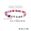 Produto de Venda Quente Transfronteiriço: Dia da Independência Americana Bandeira dos EUA Pulseira de Contas de Argila Macia com Letras, Joia Patriótica, Pode Ser Feita em um Conjunto