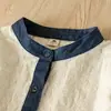 Camisa Jeans com Manga Longa e Gola Redonda Bordada com Patchwork Inspirado em Design para Mulheres, Nova Coleção Primavera/Outono 2026, Top Solto Vintage
