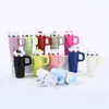 Taza de Coche Transfronteriza de 14oz/20oz con Asa de Acero Inoxidable de Doble Capa 304 Taza Aislada al Vacío Taza Portátil para Exteriores con Popote