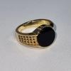 Sanjie Jewelry Exclusivo Transfronteiriço Anéis Hip-Hop Europeus e Americanos Diamante Negro Imitação Ouro 18K Novas Joias Venda Direta da Fábrica