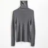[No se aceptan devoluciones ni cambios en artículos con descuento] Suéter de punto de lana sin costuras de cuello alto para Otoño/Invierno, corte ajustado, que realza la figura y perfecto como capa base