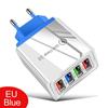 Carregador de celular luminoso 4USB 3A cabeça de carregamento colorida lâmpada LED regulamentos europeus regulamentos dos EUA painel plano exclusivo transfronteiriço