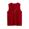 Suéter de Cashmere Colete sem Mangas Feminino Gola V Pulôver Outono e Inverno Novo Alça Larga no Ombro Malha Base Suspensório