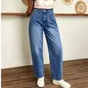 Jeans de pierna ancha para mujer, estilo harén cropped, versátiles, elásticos, casuales, lavados, desgastados, vintage, de corte holgado, europeos y americanos, transfronterizos