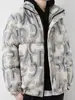 Chaqueta de Algodón con Cuello Alto y Estampado de Letras de Pana para Hombre, Nuevo Estilo de Invierno, Chaqueta Acolchada Gruesa Cálida Holgada Casual, Moderna