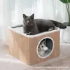 Nido de Cuatro Estaciones para Mascotas Perro Gato Doble Capa Tamaño Mediano Plegable Nido Villa Lavable al Agua Nido de Almacenamiento Casa Plegable para Gato Rascador Nido