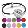 Pulseira de Óleo Essencial de Aromaterapia de Venda Quente Transfronteiriça Liga Difusor de Perfume Pulseira Corda Pulseira de Couro Preto para Homens e Mulheres