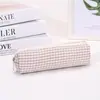 Bolsa de Maquiagem Xadrez Estilo Coreano Bolsa Simples de Armazenamento em Grade Organizador de Maquiagem Portátil Estojo de Lápis para Material Escolar Estudante logo