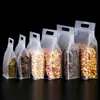 Bolsa Transparente Auto-Sellante de Ocho Lados, tipo Stand-Up, para Empaque de Alimentos y Té, Bolsa de Plástico Esmerilado con Asa, Bolsa Stand-Up