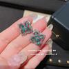 Pendientes vintage con gemas de libélula esmeralda, pintados al óleo, chapados en oro de 18 quilates, con ocho corazones y ocho flechas, lágrimas y circonitas de color tesoro.
