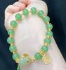Pulseira de Coelho de Jade com Ponto da Marca Fu Corda de Mão para Casal Pulseira Estilo Antigo Chinês Presente de Festival Joia para Namorada