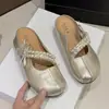 Chinelos de moda versáteis com contas estilo vintage francês de alta resistência, novo design versátil de verão, chinelos de sola grossa
