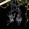 Colgante de Reno Ángel de Acrílico Transparente Navideño, Decoración Colgante de Corona de Cristal de Imitación, Accesorios para Decoración de Árbol de Navidad al por Mayor