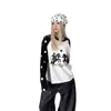 Camiseta Raglán de Manga Larga Estilo Callejero Americano para Hombre y Mujer, Nueva Llegada de Principios de Otoño, Bloque de Color Estampado de Estrella, Top de Punto Waffle Pesado, Moderno