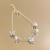 Pulseira de Pérolas Azul Menta Borboleta para Mulheres, Fashion e de Alto Padrão, Joia Doce e Delicada, Fresca e Estilosa para o Verão