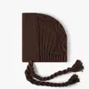 Gorro Pasamontañas Tejido de Otoño e Invierno para Mujer, Mezcla de Lana, Pañuelo para la Cabeza con Lazos Traseros, Cálido, Protector de Orejas, Cortavientos, Gorro Pullover Estilo Coreano