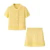 Aliexpress Wholesale Transfronterizo Verano 2025 Nuevo Conjunto de Falda de Punto de Manga Corta de Moda para Mujer Diseño Casual