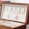 Joyero de madera maciza de nogal negro, retro, pequeño, delgado, portátil, caja de almacenamiento para anillos de joyería de oro de alta gama