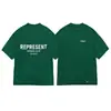 Camiseta Cruzada Americana Tendência Marca Representa Logo Básico Pequeno Letra Manga Curta Masculina e Feminina Solta Casual Cruzada