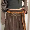 Cinturón de Cuero Trenzado con Borlas de Cuentas Estilo Étnico Vintage para Mujer Cintura Ceñida Adelgazante Línea de Cintura Edición Ancha Accesorios de Moda