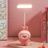 Luz noturna de coelho dos desenhos animados LED recarregável pequena lâmpada de mesa estudante desktop lápis de corte lâmpada de mesa Papelaria Presente Luz Noturna