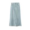 [Oufan] Jeans Clásicos Simples Lavados Negro Azul Cintura Alta Mujer Verano Combinación Total Pantalones Anchos Sueltos 2926