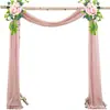Decorações de Casamento Populares de Gaze Transfronteiriça para Arcos de Gramado ao Ar Livre, Cortinas de Arranjo de Casamento, Cortinas de Chiffon com Pérolas