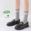 Calcetines Cortos Modernos para Mujer para Primavera y Verano, Calcetines Transpirables y Absorbentes de Sudor a Media Pantorrilla, Unisex Modernos Versátiles Estilo Coreano Doble Raya Estilo Universitario