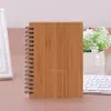 Bloc de notas Pequeño Fabricante Personalizado Cubierta de Madera de Bambú Carbonizado Cuaderno A5 Espiral Hojas Sueltas Extraíble Logo Serigrafiado