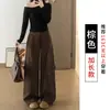 Calças cáqui largas estilo retrô para mulheres, nova coleção primavera/outono, cintura alta, emagrecedoras, calças de trabalho de perna curva com múltiplos bolsos, calças casuais de perna reta