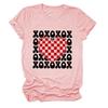 Europa e Estados Unidos novo xoxoxo xadrez amor estampa personalidade gola redonda manga curta eBay novo fluxo feminino casual camiseta