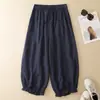 Tiro real 2026 moda de verano artística pantalones anchos versátiles holgados para mujer, pantalones tulipán transpirables adelgazantes, pantalones cortos casuales