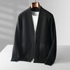 Cardigã de lã tricotado com gola V jacquard masculino outono e inverno 2024 novo jovem zíper casaco de cashmere top masculino