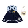 Vestido de Verano 2026 para Niñas, Estilo Conejo Policía, Mangas Volantes, Zorro Pequeño, con Tirantes, Nueva Moda Infantil
