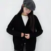 Nuevo cárdigan de punto de lana pura para mujer de otoño e invierno con cuello en V pronunciado, estilo boyfriend, top holgado vintage engrosado, moderno