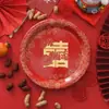 Platos de Papel Desechables Festivos para Bodas, Banquetes de Boda, Platos para Dulces y Frutas Secas, Platos Rojos para Cena de Compromiso y Boda