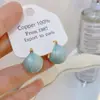 Banho de Ouro Real, Coleção Série Azul Moda Coreana e Japonesa, Brincos de Esmalte com Efeito Gotejante para Mulheres, Novos Brincos e Acessórios de Luxo Leve Nicho
