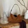 Nova Bolsa de Ombro Vintage em Camurça 2026 para Mulheres, Bolsa Tote de Couro Macio de Alta Qualidade e Grande Capacidade, Bolsa Transversal para o Dia a Dia para Mulheres