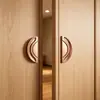 Maçaneta Curva Meia-Lua Estilo Italiano com Design Simples de Ranhura Tridimensional, Maçaneta de Liga de Alumínio para Portas de Quarto de Hotel