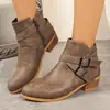 Botines de mujer de talla grande transfronterizos 2026 otoño e invierno nuevos moda europea y americana tacón grueso punta puntiaguda piel botines tobilleros comercio exterior al por mayor