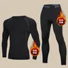 Conjunto de Ropa Interior Térmica De Rong, Casual y Versátil, Capa Base de Invierno para Correr con Forro Polar y Engrosada para Hombre, A Prueba de Frío, Ajustado para Deportes